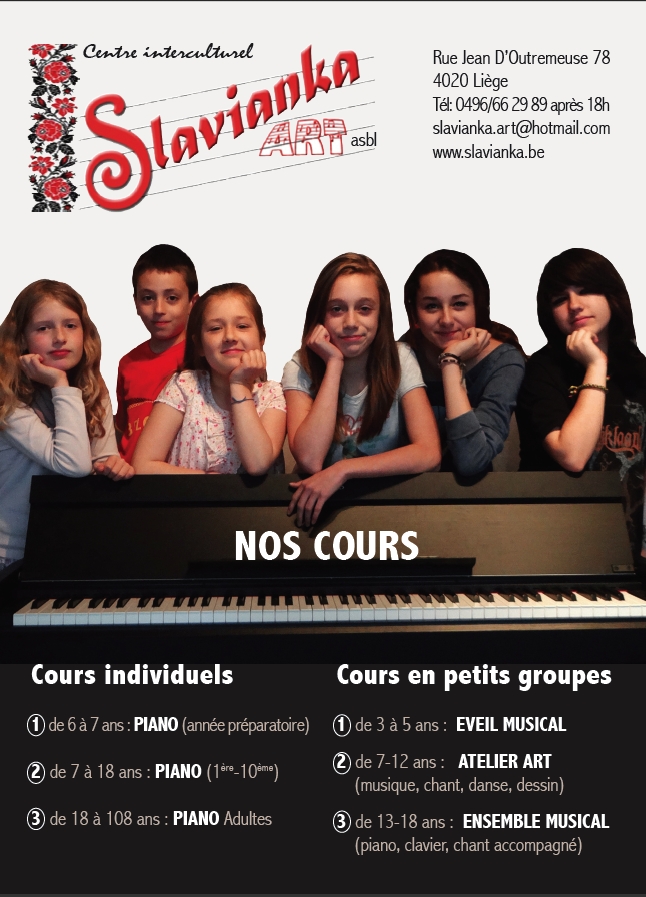Affiche. Liège. Slavianska. Portes ouvertes. Concert de piano et de danses. 2014-09-13